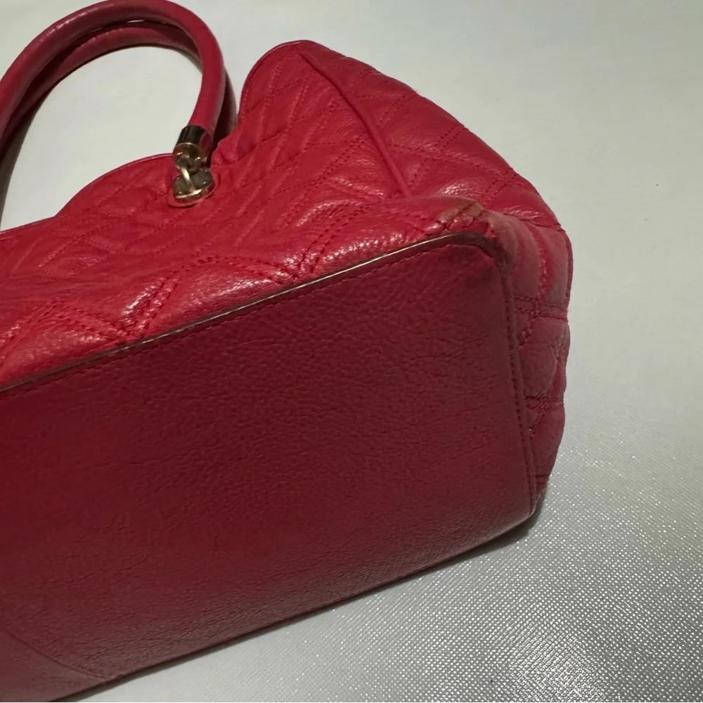 Cole Haan Red‎ Quilted Leather Satchel Bag Purse Classic Designer Old Money